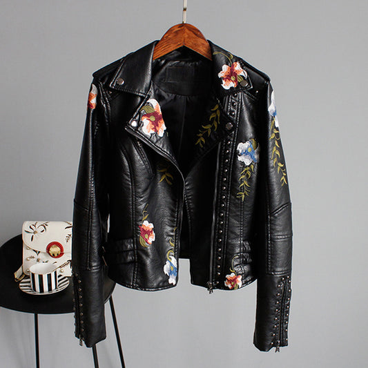 Bella Boutique Bold Leather Jacket with Accents